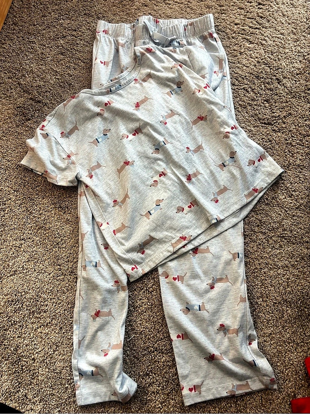 Old Navy Girls pajamas Dashchund Print Matching Set size large